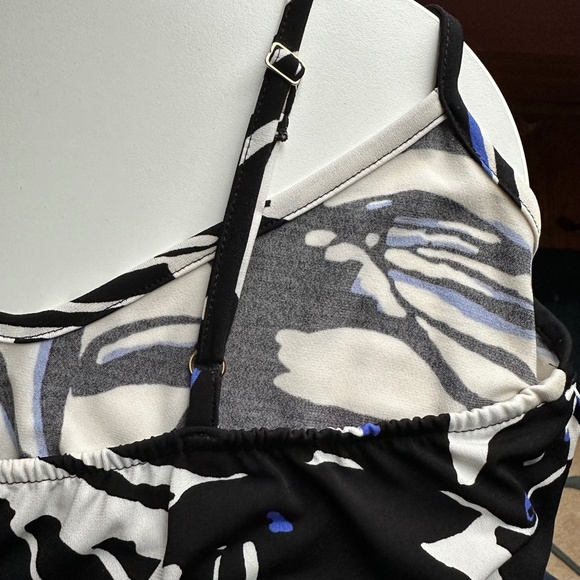 Tori Richard Blue, Black & White Spaghetti Strap Vacation Comfortable Sundress S - Picture 5 of 5